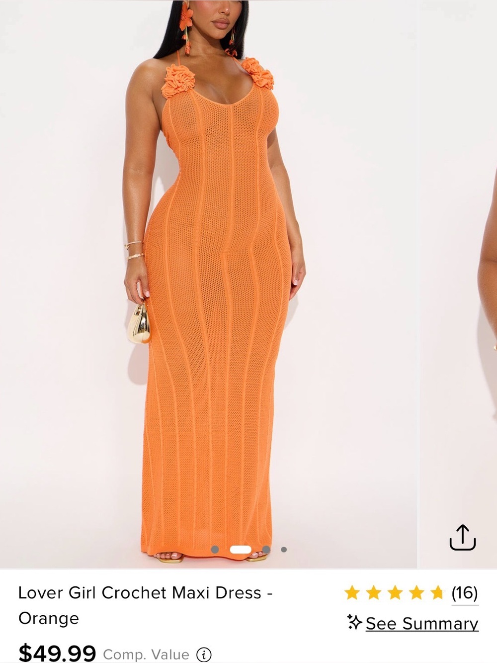 Fashion nova Orange Crochet Maxi Dress